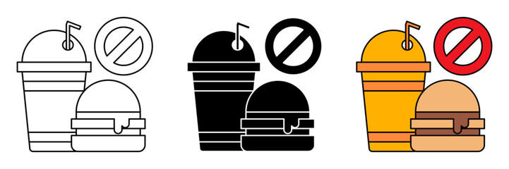 no junk food icon set. trendy design isolated on white background