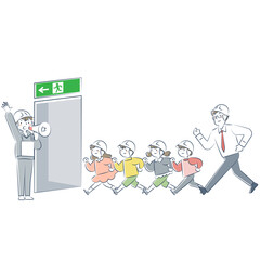 学校での避難訓練