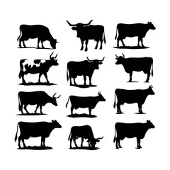 cow Farms icon set logo illustration vector template Design black