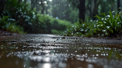 Fototapeta premium Hiking trails while raining