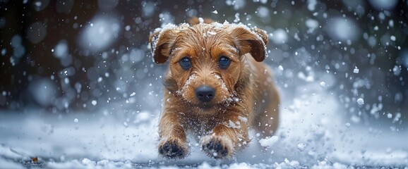 A Snowy Dog, Enjoying The Winter Wonderland, HD