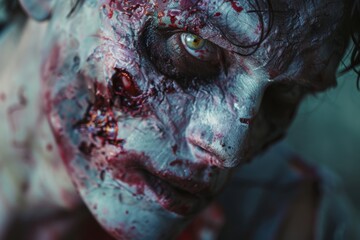 Obraz premium Close-up of a person with zombie makeup