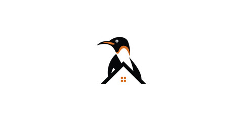 Creative penguin logo design with unique concept , premium vector