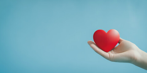 Hand holding red heart, World health day, Health care and mental health concept, Health insurance, Charity volunteer donation, CSR responsibility, World heart day, Self love