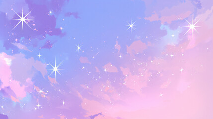 Pastel blue and pink sky with stars with copy space text. This design is perfect for a website, brochure, or presentation about dreams, hope, or magic.