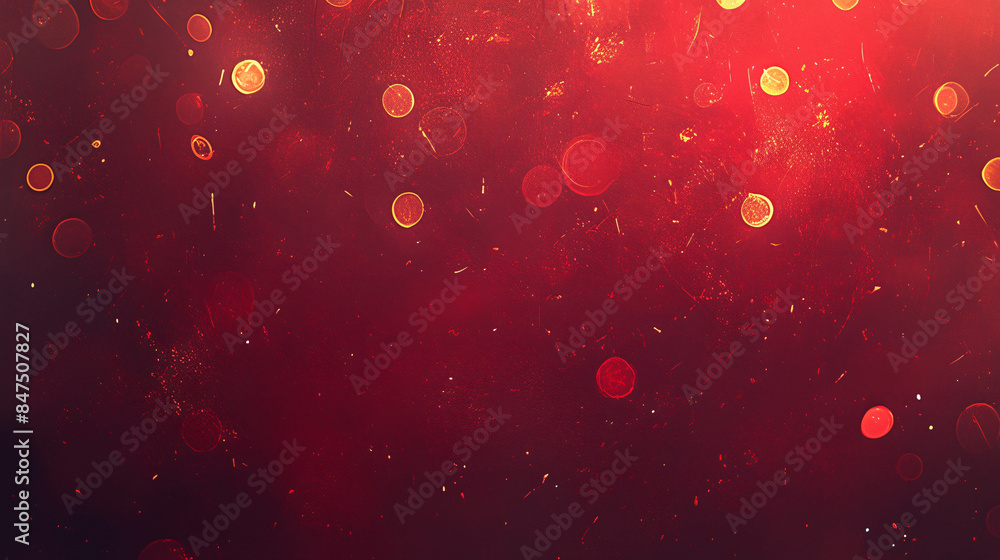 Poster red background with golden bokeh and copy space text. this design is perfect for a website, brochure