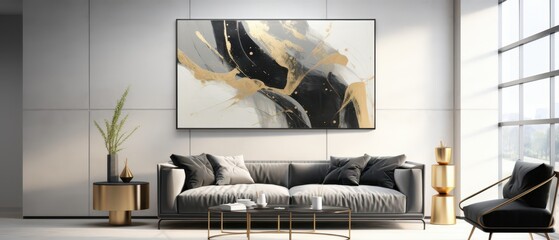 Minimalist abstract lines with a combination of black and gold, sophisticated and elegant,