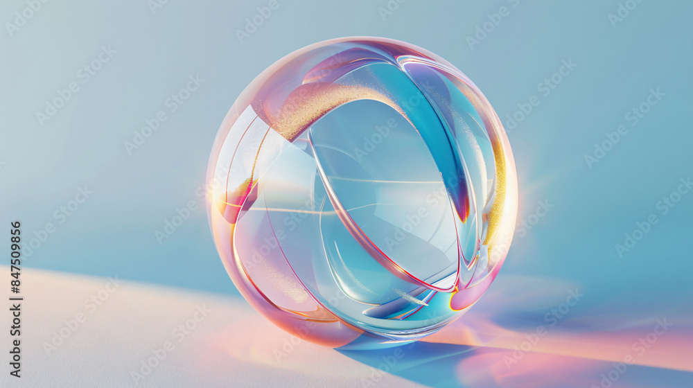 Poster abstract glass sphere with iridescent colors with copy space text. this design is perfect for a webs