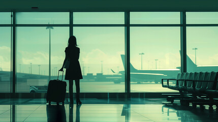 Fototapeta premium silhouette of a person at the airport