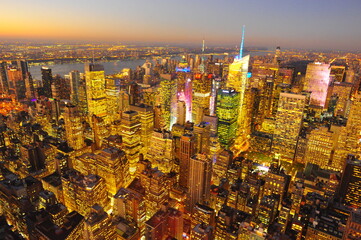 New York evening aerial view