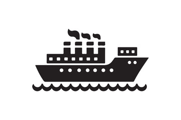 Ship icon silhouette vector art illustration.