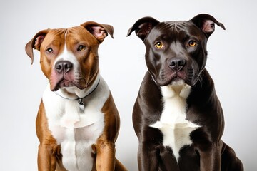 Obraz premium two pit bulls posing facing the camera