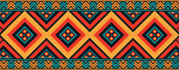 Ethnic geometric seamless pattern. Geometric colorful. Design for fabric, clothes, decorative paper, wrapping, embroidery, illustration, vector, tribal pattern