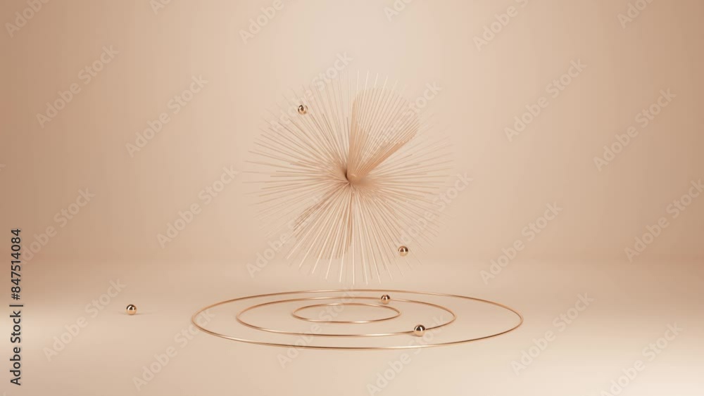 Poster peach-fuzz aesthetic animation with abstract 3d dynamic shape floating in space: animation backgroun
