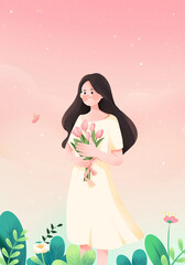 child with a bouquet