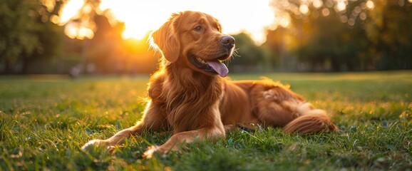 A Dog Is Lying On The Grass, Smiling Contentedly, HD