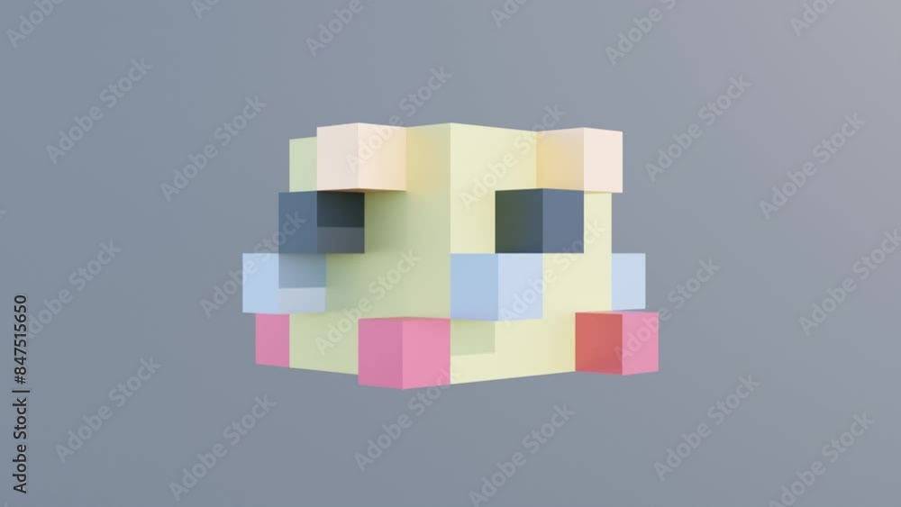 Poster abstract 3d background with animated cubes: seamless geometric motion