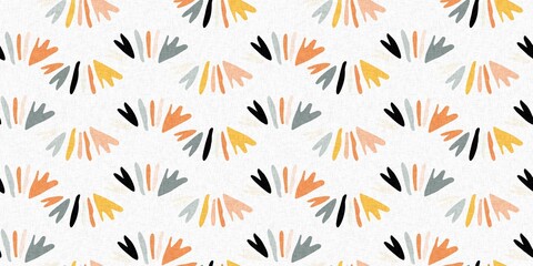 Midcentury modern floral endless border. Organic summer gender neutral retro matisse edging. 