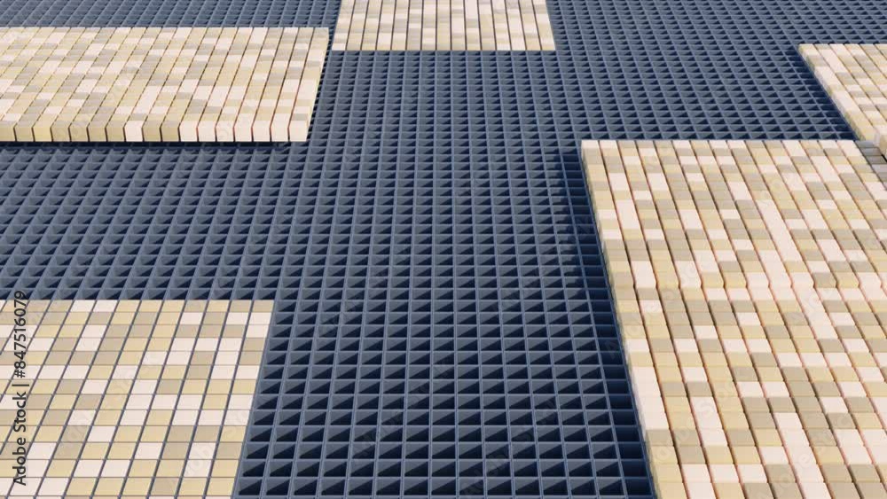 Aufkleber seamless minimalism background with rising platforms: abstract 3d geometric animation loop for video