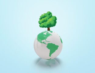 Invest in planet. Ecology concept. globe map with tree