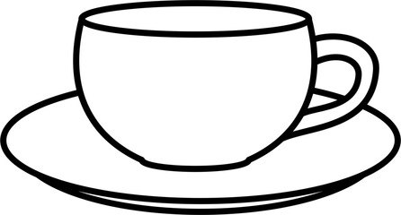 Latte mug outline illustration vector