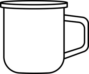 Enamel mug outline illustration vector