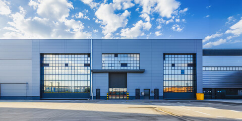 Modern industrial facility with large windows and clean design