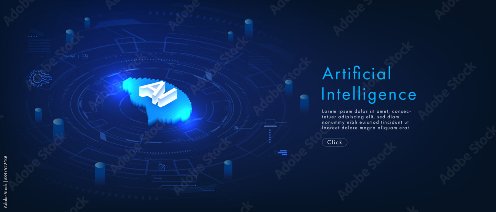 Poster hi-tech digital technology futuristic circuit digital. abstract futuristic design. ai, artificial in
