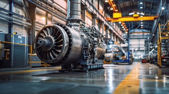 A digital rendering of an industrial train engine in the process of being made, with transparent holographic projections displaying its intricate mechanical components