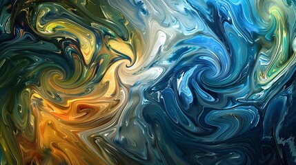 Fototapeta premium Blue Wave Abstract Texture with Bubbles