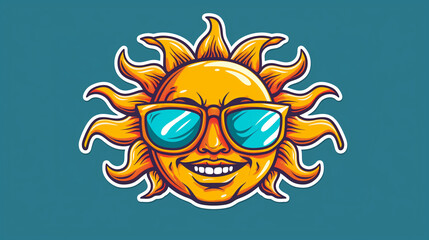 a cartoon sun with a smiling face. Funny Smile Sun. Hello summer vector design. Summer text with sun character smiling in beach sand island. Vector illustration tropical season background. 