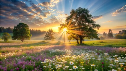 Divine Dawn: Nature's Embrace. Suitable for: religious or spiritual themes, inspirational content, nature photography, meditation guides, faith-based campaigns, religious organization websites.