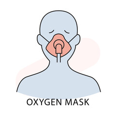 Medical Illustration of Oxygen Mask - Health, Respiratory, Device Icon with editable stroke.