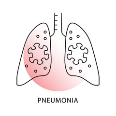 Medical Illustration of Pneumonia - Health, Respiratory, Condition Icon with editable stroke.