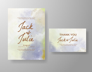 Wedding invitation with abstract watercolor background