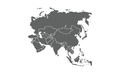 Obraz premium asia map isolated on white background. for website layouts, background, education, precise, customizable, Travel worldwide, map silhouette backdrop, earth geography, political, reports.