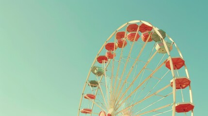 Coral ferris wheel on mint sky