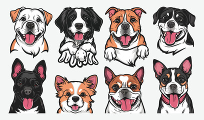 Obraz premium Vector illustration of cute dog silhouette cartoon character design collection