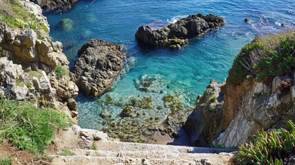 Steps make the area around this cove stand out