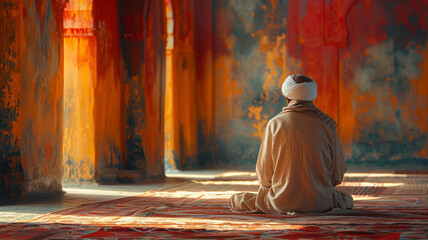 muslim man praying.generative ai