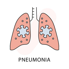 Pneumonia Icon - Medical, Health, Respiratory Condition Vector Illustration with editable stroke.