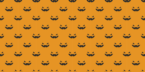 Seamless Background with Pumpkin Monster's face pattern. Repeatable background pattern for Halloween. Pattern swatch is included.
