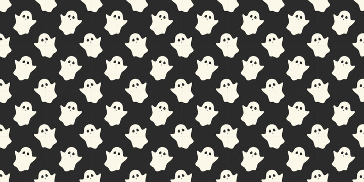 Seamless Background with cute Ghost pattern. Repeatable background pattern for Halloween. Pattern swatch is included.