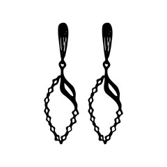 Fototapeta premium Jewelry in doodle style.Earrings on isolated background.Vector.