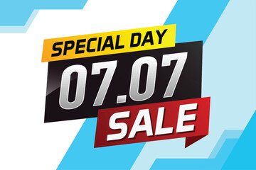 7.7 Special day sale word concept vector illustration with ribbon and 3d style for use landing page, template, ui, web, mobile app, poster, banner, flyer, background, gift card, coupon

