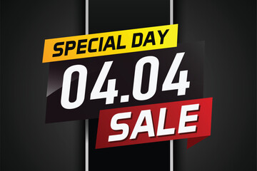 4.4 Special day sale word concept vector illustration with ribbon and 3d style for use landing page, template, ui, web, mobile app, poster, banner, flyer, background, gift card, coupon

