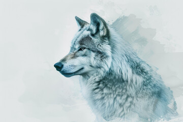 Fototapeta premium A wolf is staring at the camera with a calm expression