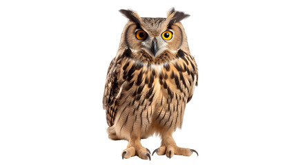 Naklejka premium Eurasian eagle owl bubo bubo species in front view
