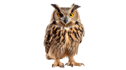 Eurasian eagle owl bubo bubo species in front view