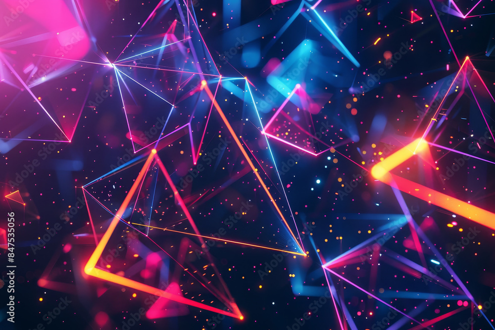 Poster a colorful, abstract image of triangles and lines